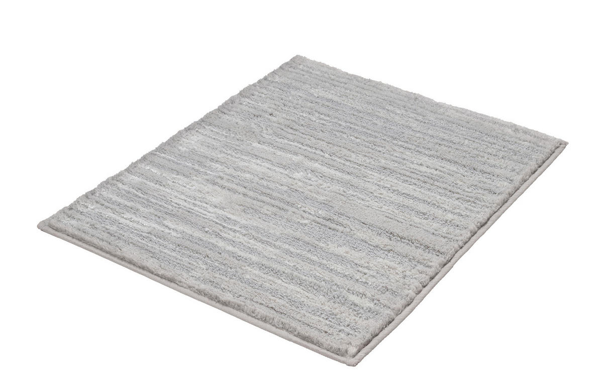 BADTEPPICH GLOW Grau, Hellgrau 55/65 cm  - Hellgrau/Grau, Basics, Kunststoff/Textil (55/65cm) - Kleine Wolke