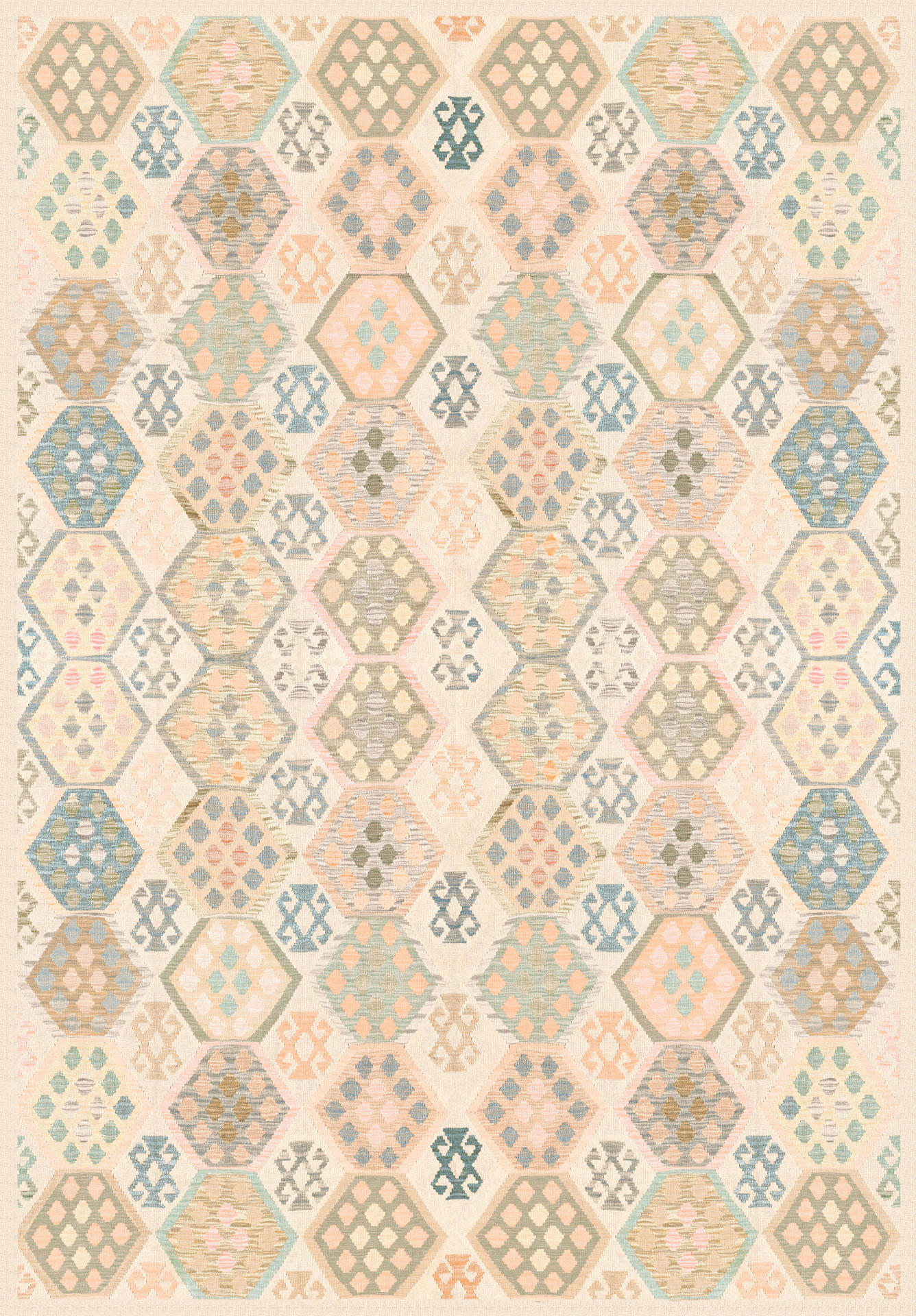 VINTAGE-TEPPICH Ondea Parviza 160/230 cm  in Sandfarben, Hellrosa, Blaugrau  - Sandfarben/Hellrosa, LIFESTYLE, Kunststoff/Textil (160/230cm) - Lindorug