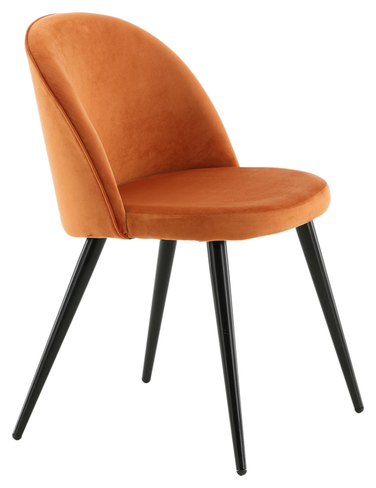 STUHL-SET 2 Stück  in Stahl Velours Metall, Textil  - Schwarz/Orange, Design, Textil/Metall (57/76.5/50cm) - Livetastic