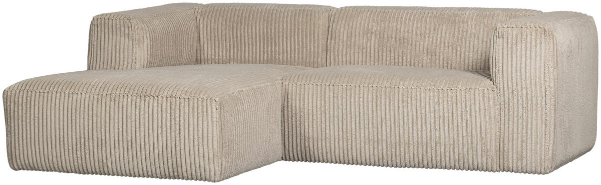 ECKSOFA Bean Beige Cord Rücken echt  - Beige/Schwarz, Design, Kunststoff/Textil (178/254cm) - Livetastic
