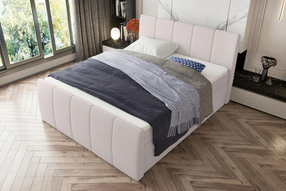 BOXSPRINGBETT 180/200 cm  in Greige  - Greige/Schwarz, Konventionell, Kunststoff/Textil (180/200cm) - Carryhome