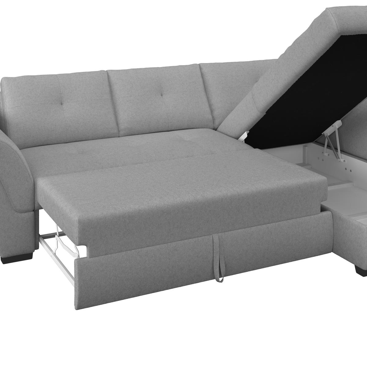 ECKSOFA in Webstoff Grau  - Schwarz/Grau, Design, Kunststoff/Textil (278/187cm) - Livetastic