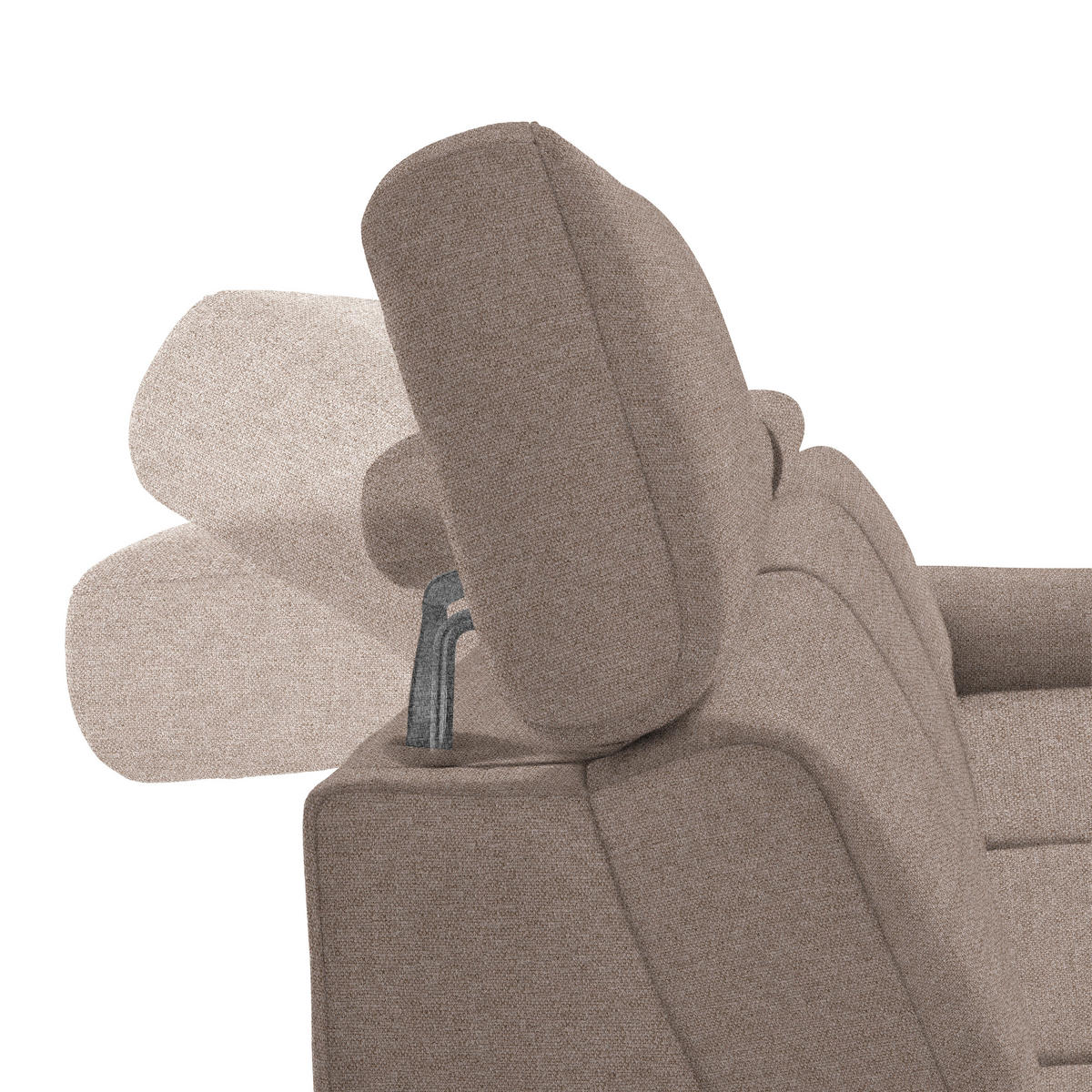 ECKSOFA in Flachgewebe Taupe  - Taupe/Schwarz, Konventionell, Textil/Metall (304/182cm) - Pure Home Comfort