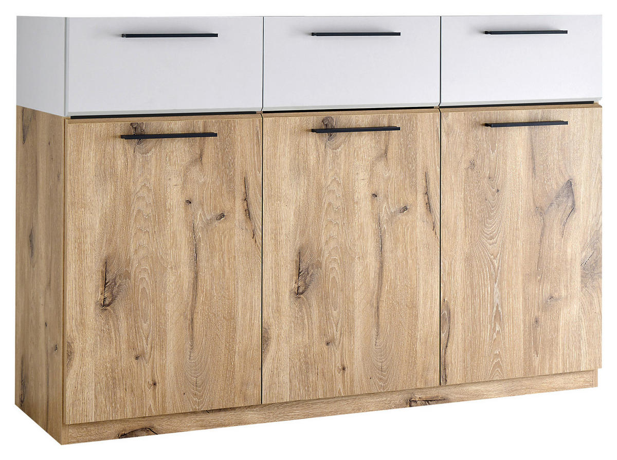SIDEBOARD 135,8/91,2/40 cm  in Eichefarben, Hellgrau  - Eichefarben/Anthrazit, Modern, Holzwerkstoff/Kunststoff (135,8/91,2/40cm) - Venda