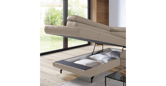 ECKSOFA in Echtleder Creme  - Creme/Schwarz, Design, Leder/Metall (220/270cm) - Novel