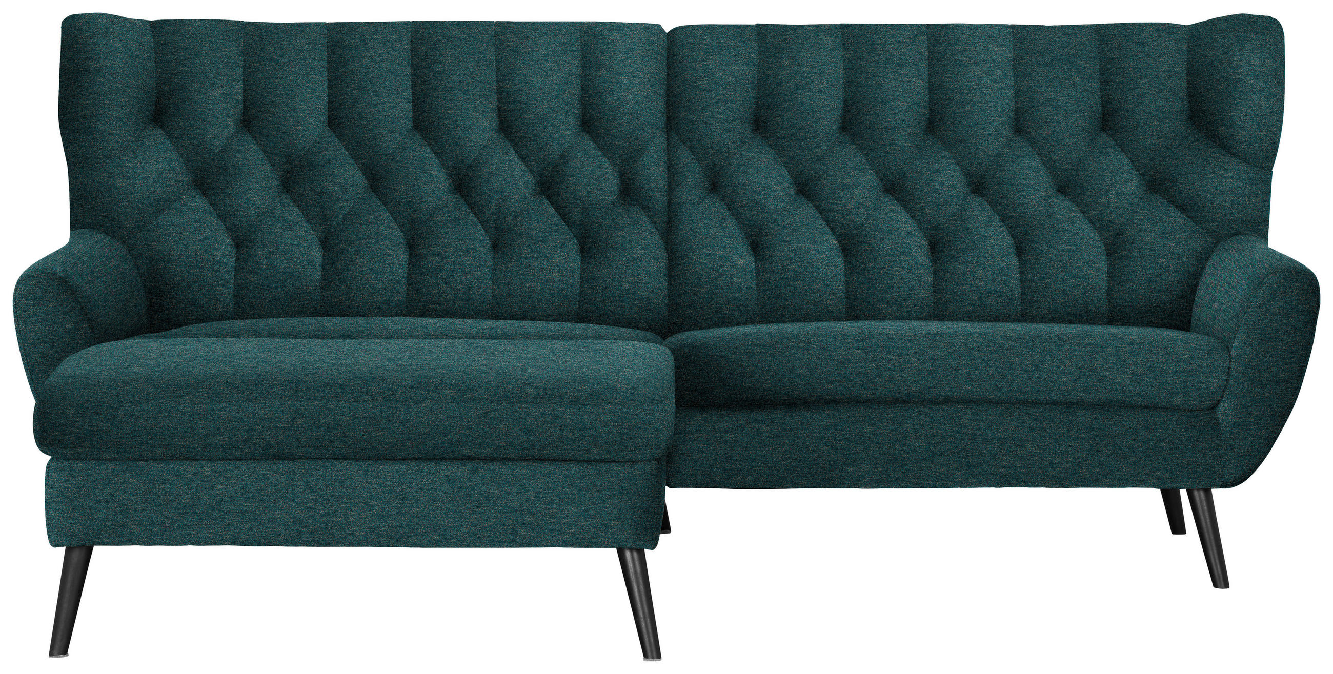 ECKSOFA  in Webstoff Petrol Rücken echt  165/237 cm  - Petrol/Schwarz, Design, Holz/Textil (165/237cm) - Stylife