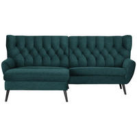 ECKSOFA Webstoff Petrol  - Petrol/Schwarz, Design, Holz/Textil (165/237cm) - Stylife