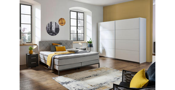 BOXSPRINGBETT 140/200 cm in Silberfarben - Silberfarben/Schwarz, KONVENTIONELL, Textil/Metall (140/200cm) - Carryhome