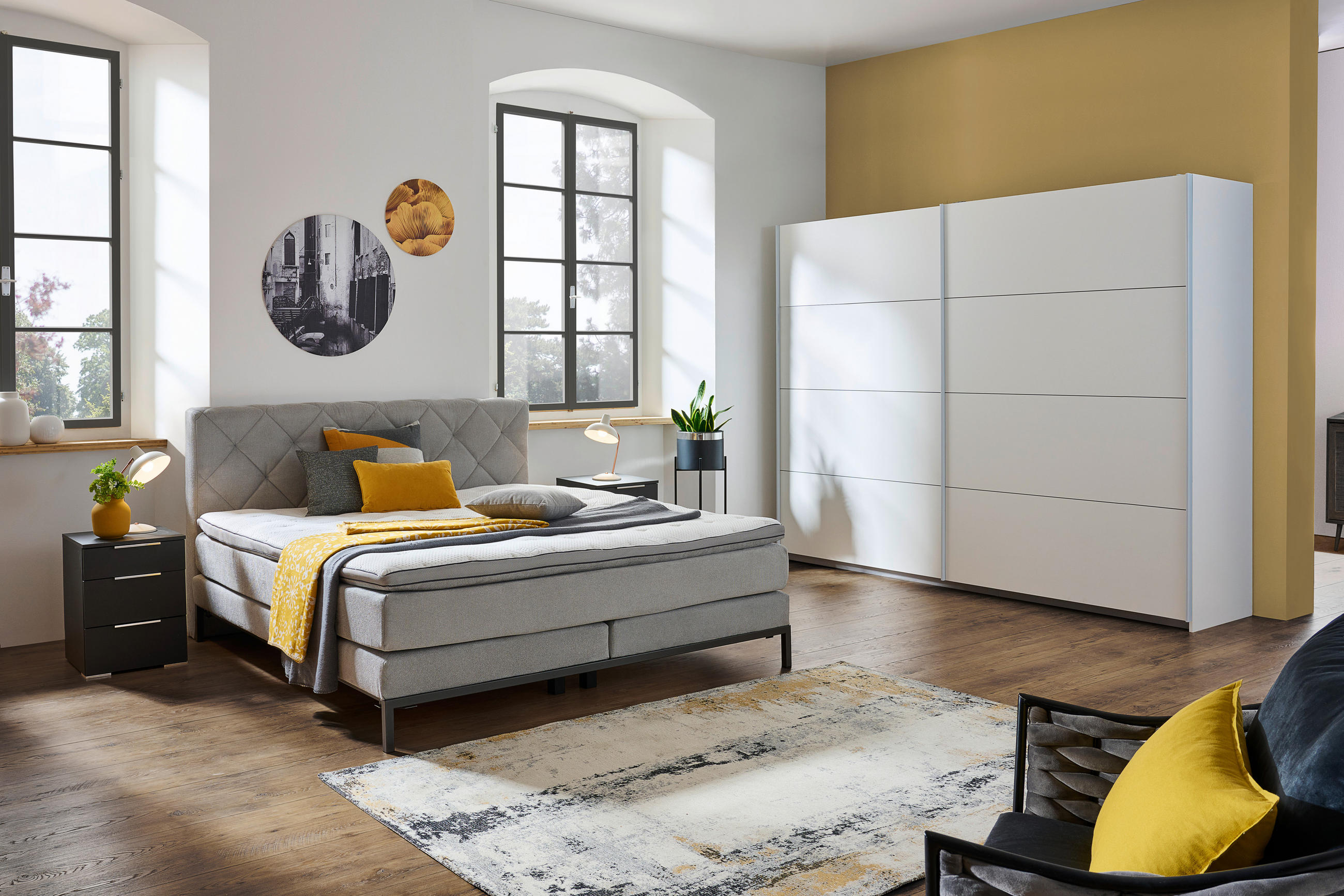 BOXSPRINGBETT 160/200 cm  in Silberfarben  - Silberfarben/Schwarz, Konventionell, Textil/Metall (160/200cm) - Carryhome