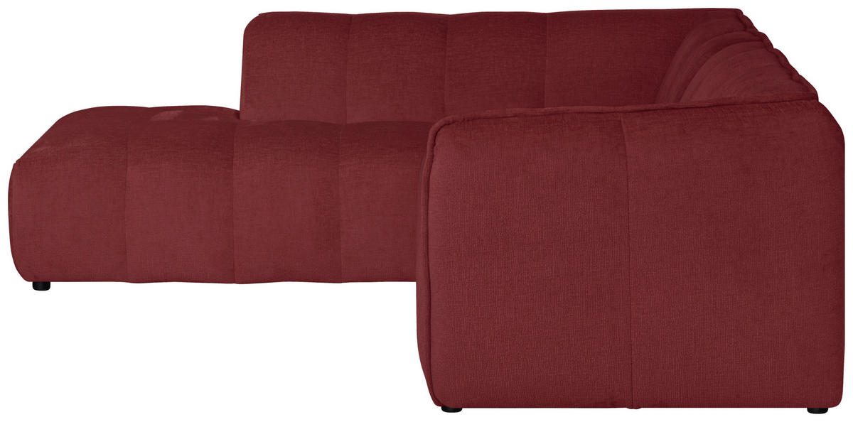 ECKSOFA LIVOLI in Chenille Bordeaux  218/230 cm  - Bordeaux/Schwarz, Design, Textil (218/230cm) - MID.YOU