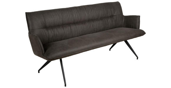 SITZBANK 203,5/87/64 cm Mikrofaser Schwarz, Dunkelgrau  - Dunkelgrau/Schwarz, Design, Textil/Metall (203,5/87/64cm) - Novel
