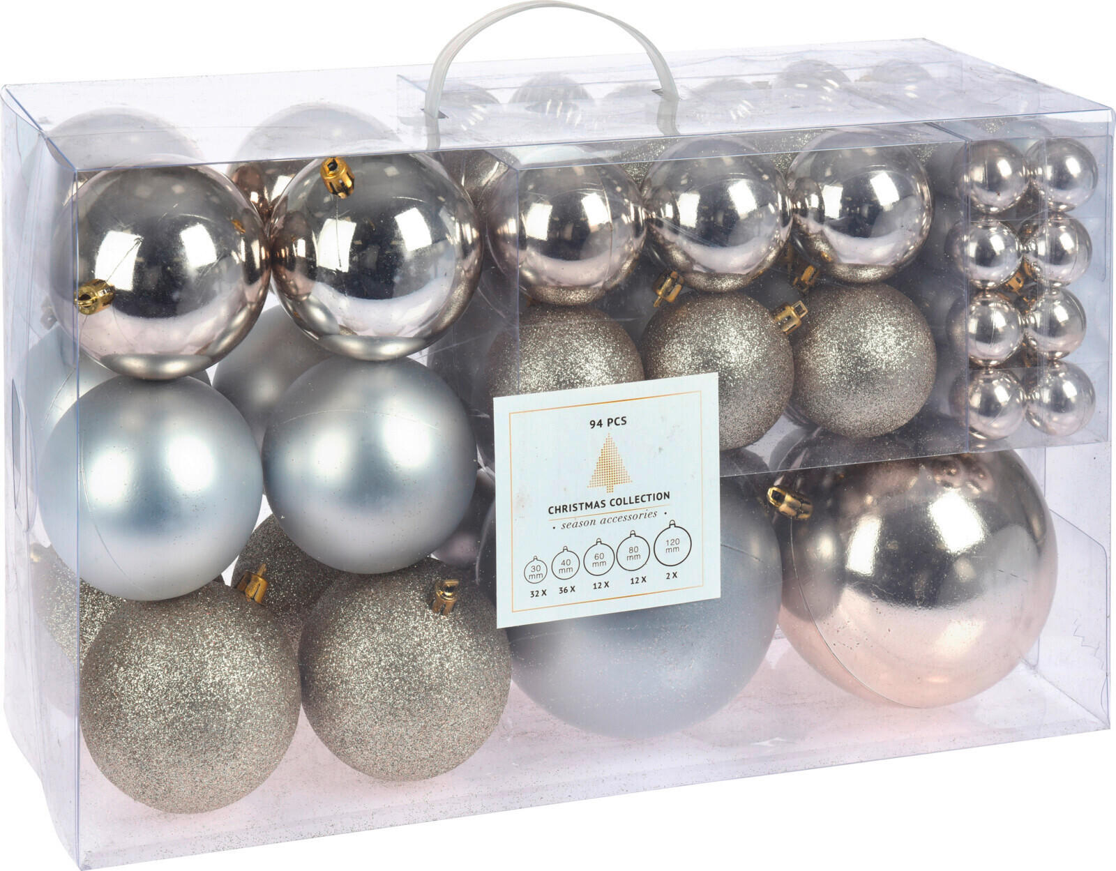 CHRISTBAUMKUGEL-SET 111-teilig  - Silberfarben/Goldfarben, Trend, Kunststoff - X-Mas