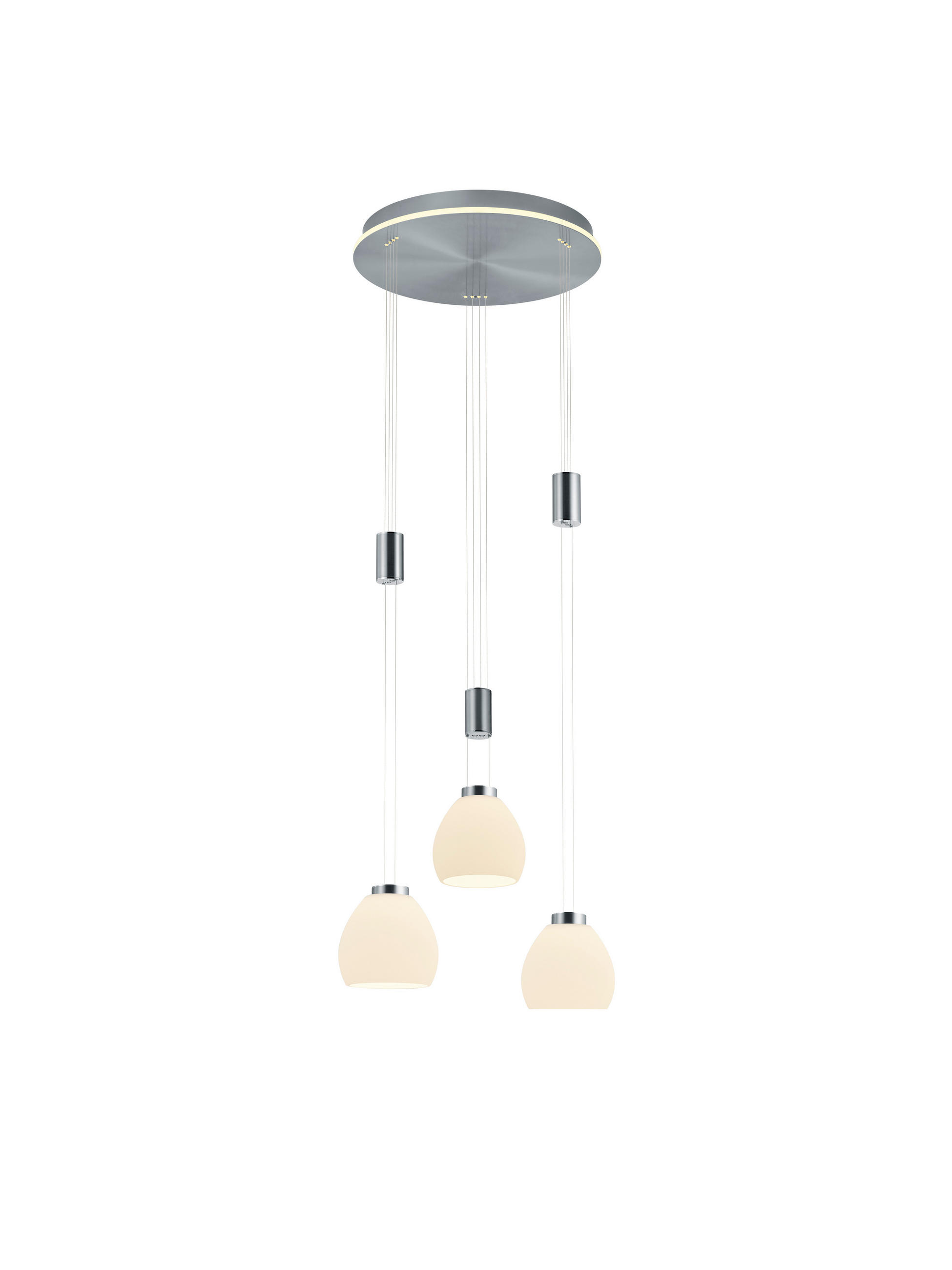 LED-HÄNGELEUCHTE 43/150 cm  - Weiß/Nickelfarben, Design, Glas/Metall (43/150cm) - Hell