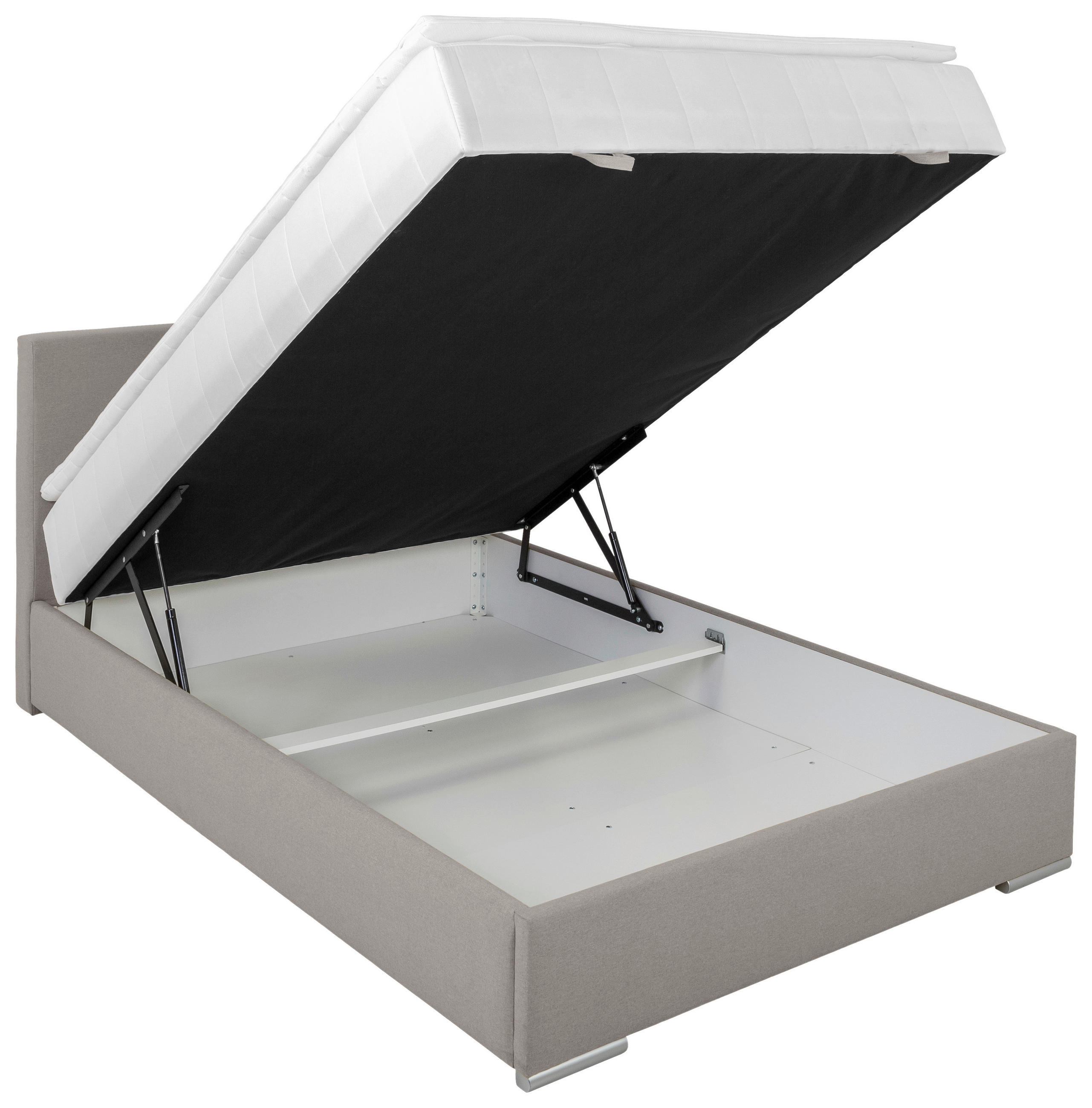 POLSTERBETT Bettkasten, Topper 140/200 cm  in Taupe  - Taupe/Chromfarben, KONVENTIONELL, Holz/Kunststoff (140/200cm) - MID.YOU