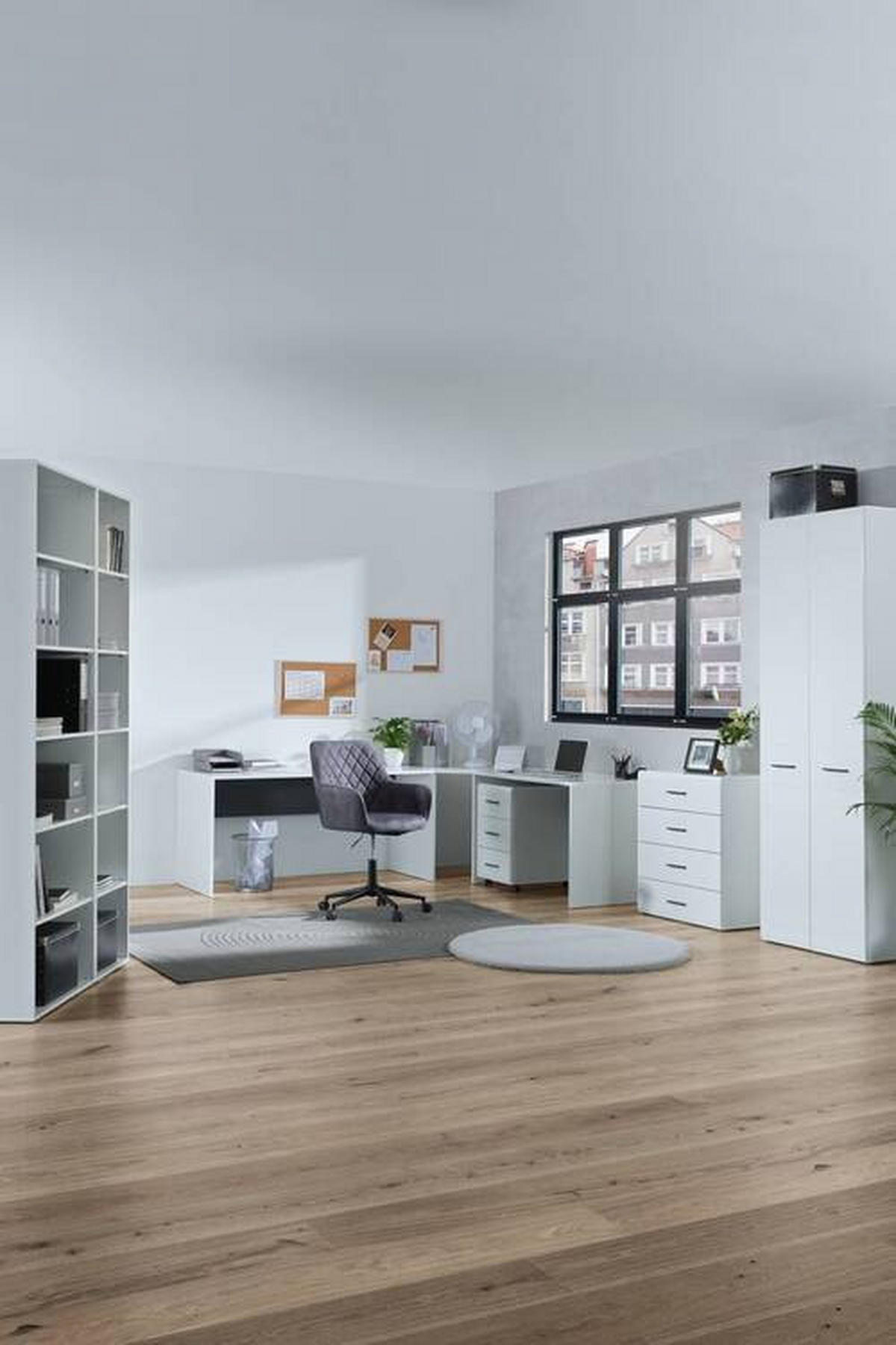 SKRINKA NA DOKUMENTY, antracitová, biela, biela s vysokým leskom, 75/185,6/41,6 cm - biela/biela s vysokým leskom, Basics, kompozitné drevo (75/185,6/41,6cm) - Hom`in