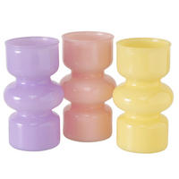 VÁZA  - lila/sárga, Basics, üveg (10/10/18cm)