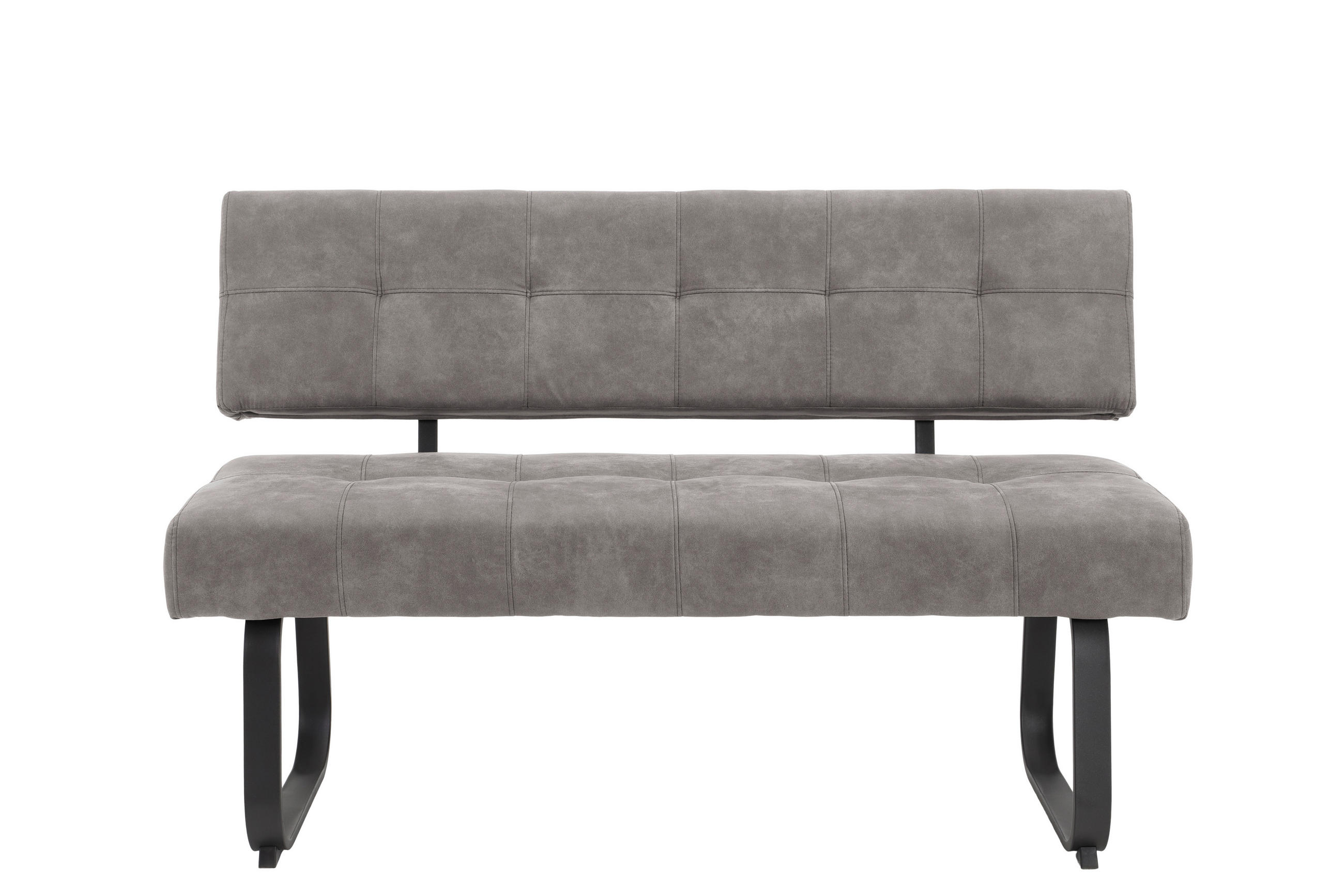 SITZBANK 140/90/64 cm Mikrofaser Dunkelgrau Metall  - Dunkelgrau/Anthrazit, Trend, Textil/Metall (140/90/64cm) - Carryhome