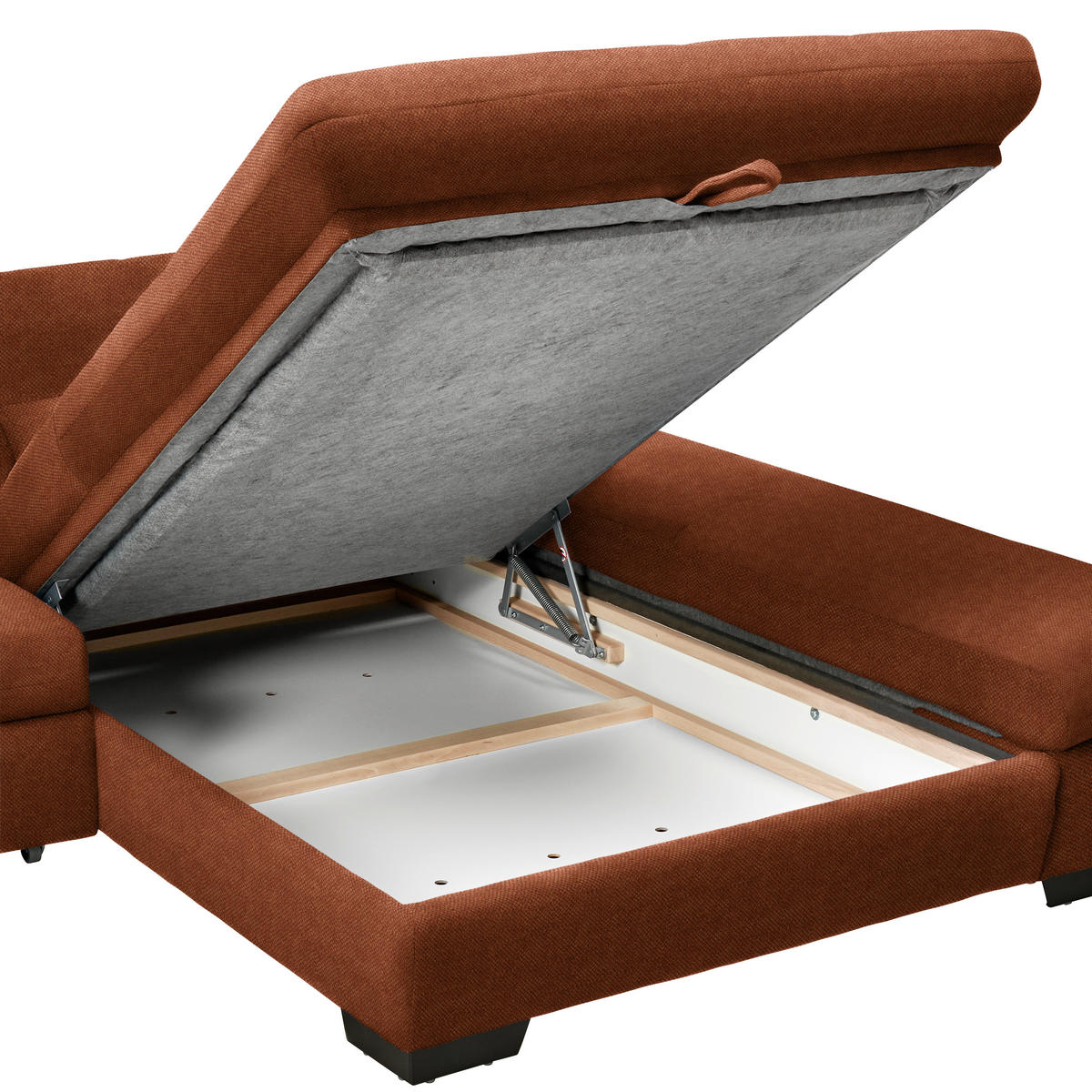 ECKSOFA Flachgewebe Rostfarben  - Rostfarben/Schwarz, Design, Textil/Metall (204/341cm) - Xora