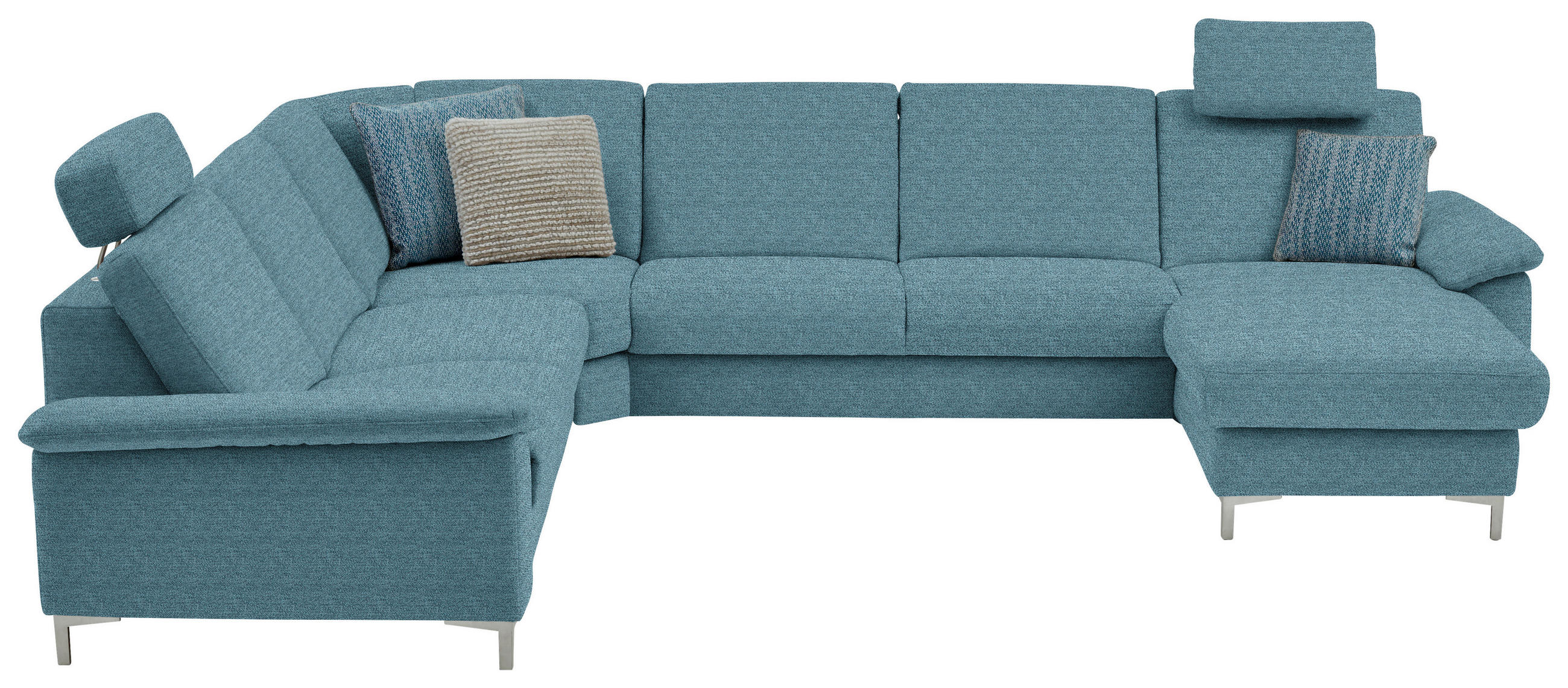 WOHNLANDSCHAFT in Chenille Blau  - Blau/Alufarben, Design, Textil/Metall (265/333/170cm) - Dieter Knoll