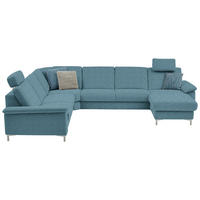 WOHNLANDSCHAFT in Chenille Blau  - Blau/Alufarben, Design, Textil/Metall (265/333/170cm) - Dieter Knoll