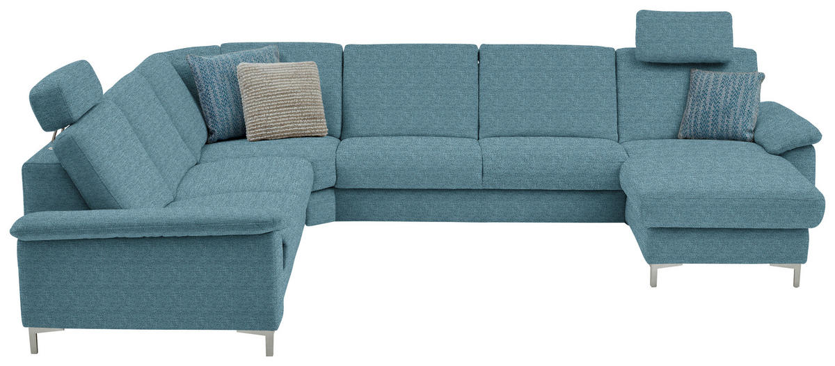 WOHNLANDSCHAFT in Chenille Blau  - Blau/Alufarben, Design, Textil/Metall (265/333/170cm) - Dieter Knoll