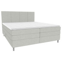 BOXSPRINGBETT 180/200 cm,  in Hellgrau, Bettkasten, Topper, Matratzen, H3 = fest  - Chromfarben/Hellgrau, KONVENTIONELL, Kunststoff/Textil (180/200cm) - Boxxx
