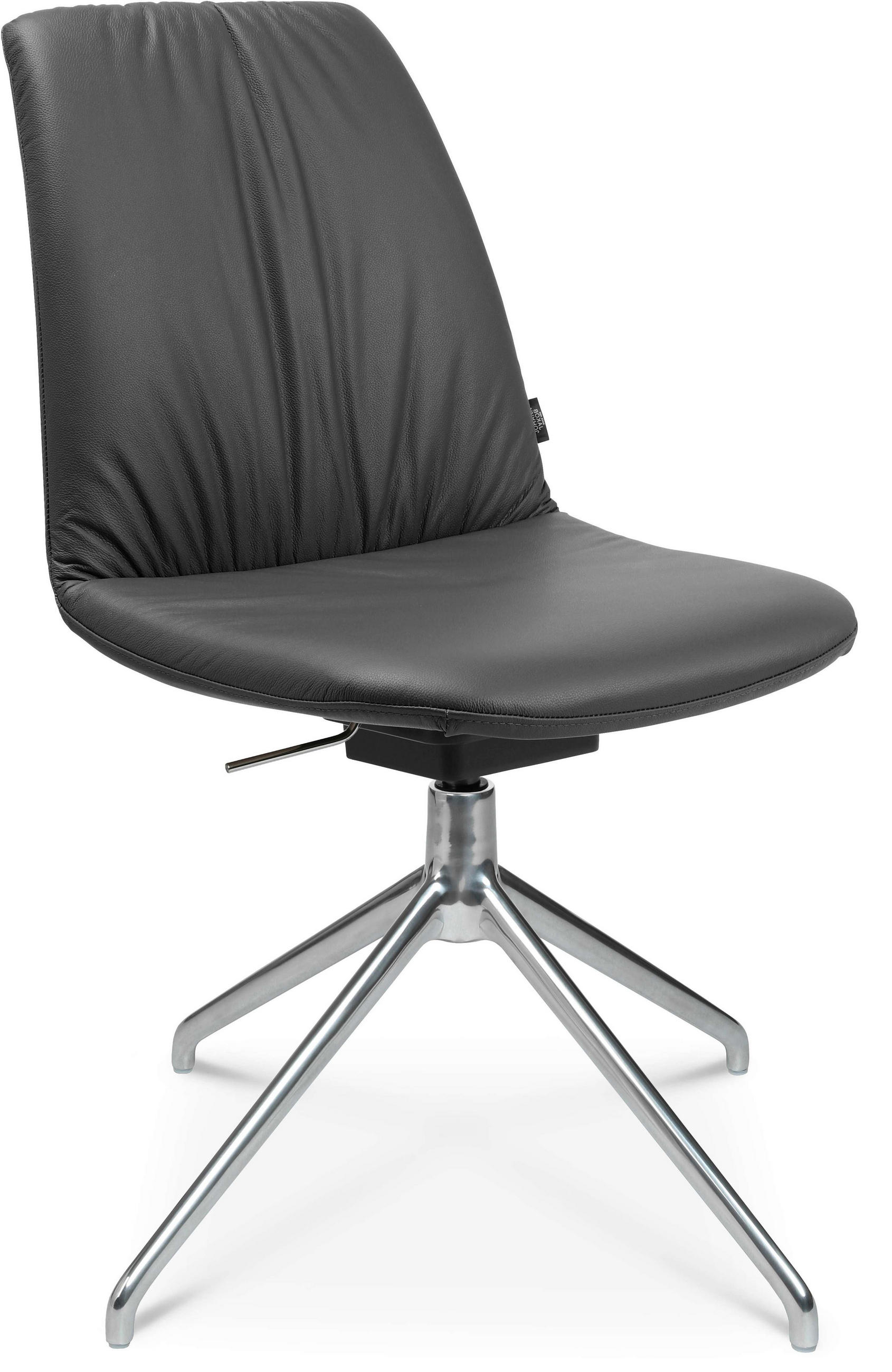 STUHL  in Aluminium Echtleder pigmentiert Metall, Leder  - Anthrazit/Alufarben, Design, Leder/Metall (46/81,5-84,5/55cm) - Johann Jakob