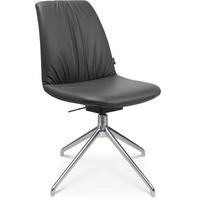 STUHL  in Aluminium Echtleder pigmentiert  - Anthrazit/Alufarben, Design, Leder/Metall (46/81,5-84,5/55cm) - Johann Jakob