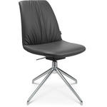 STUHL Echtleder Anthrazit, Alufarben  - Anthrazit/Alufarben, Design, Leder/Metall (46/81,5-84,5/55cm) - Johann Jakob