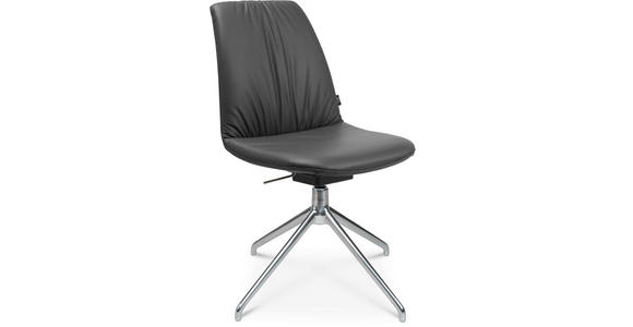 STUHL in Aluminium Echtleder pigmentiert Metall, Leder - Anthrazit/Alufarben, Design, Leder/Metall (46/81,5-84,5/55cm) - Johann Jakob