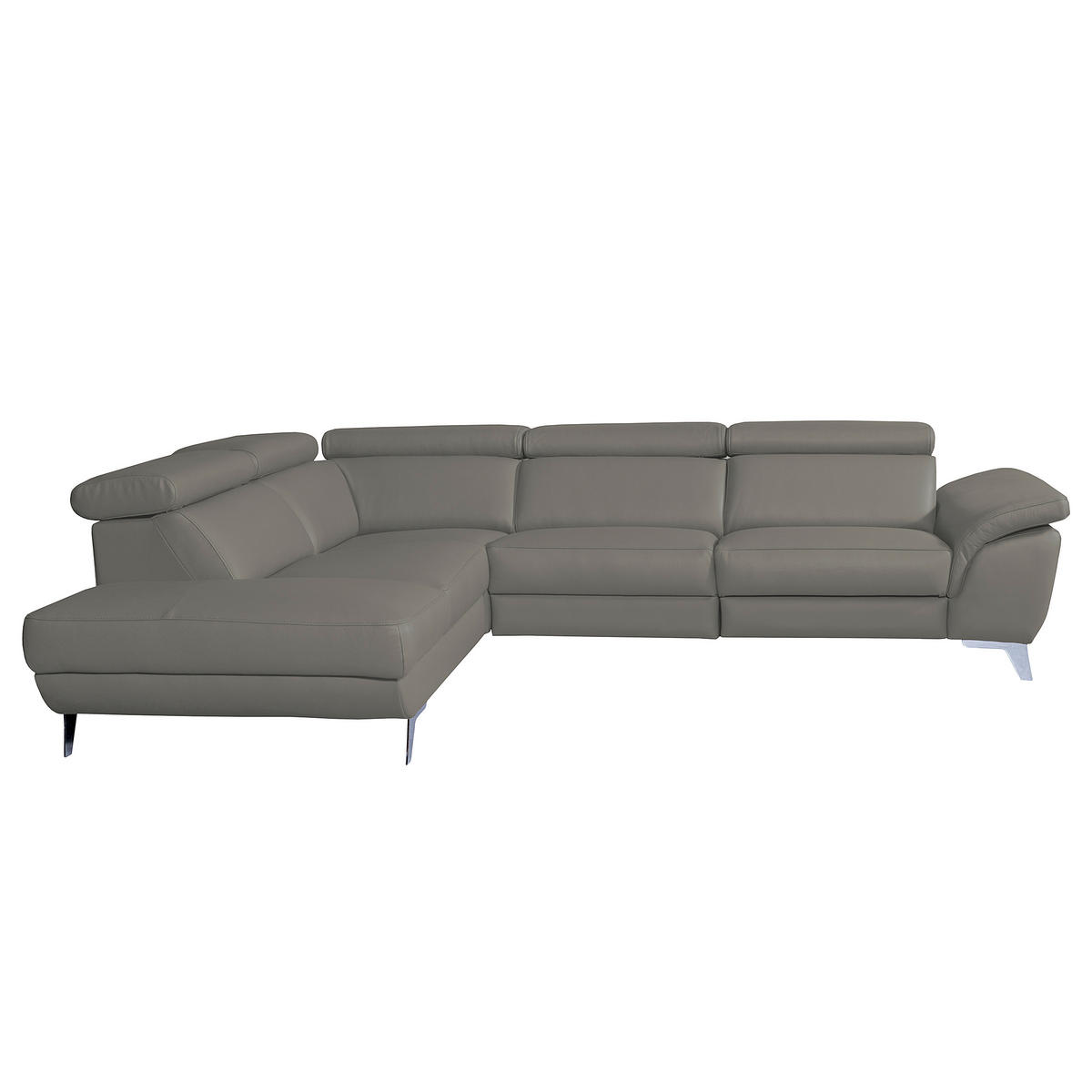 ECKSOFA  in Echtleder Grau  228/283 cm  - Silberfarben/Grau, Design, Leder/Metall (228/283cm) - Livetastic