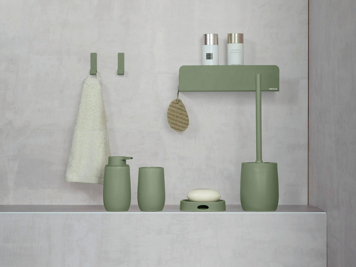 WC-BÜRSTENGARNITUR - Grün, Basics, Keramik/Kunststoff (12/39,5/12cm) - Wenko