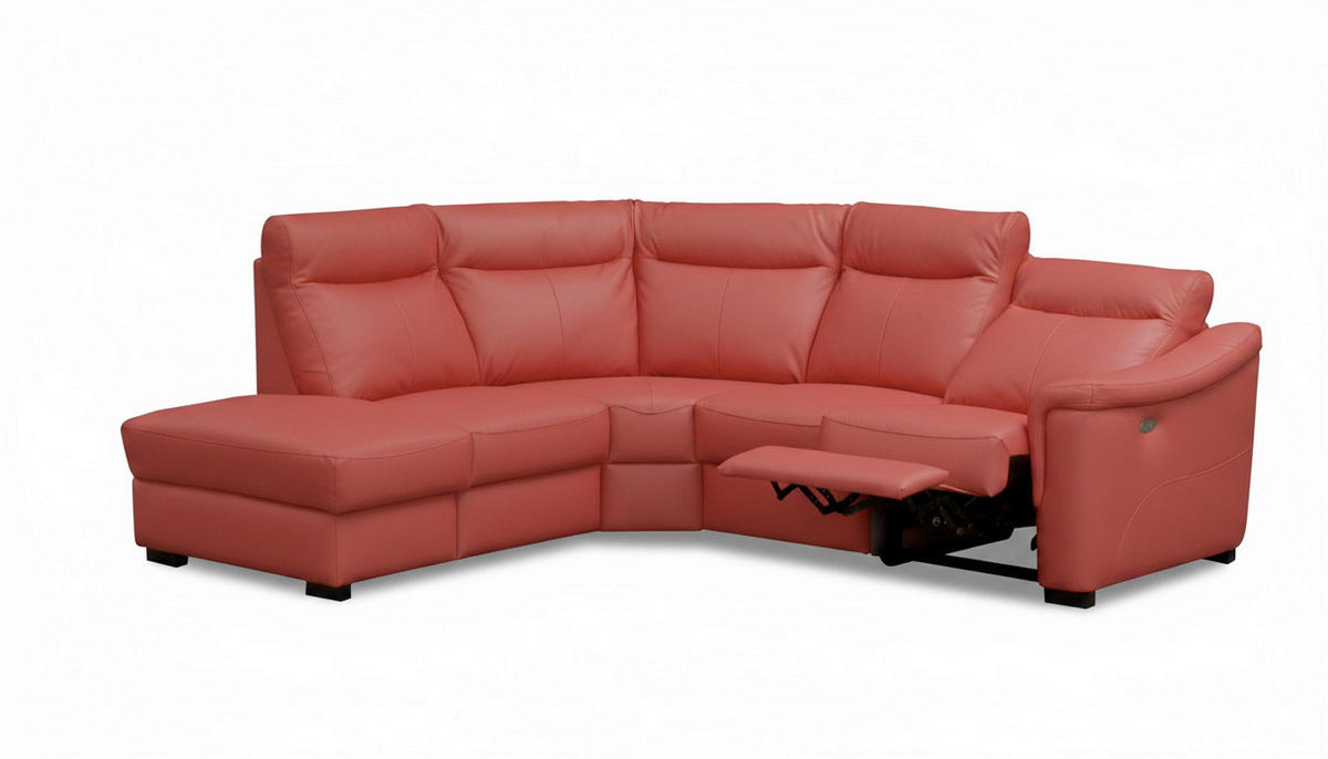 ECKSOFA Lederlook Echtleder Rot  - Wengefarben/Rot, Design, Leder/Holz (229/260cm) - Livetastic