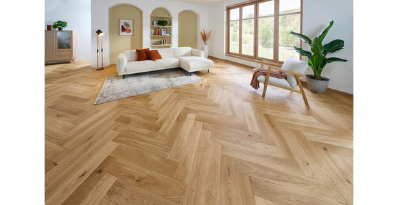 FISCHGRÄT Eiche Roh per m² - Eichefarben, Design, Holz (72,5/13/1,4cm) - Ambiente
