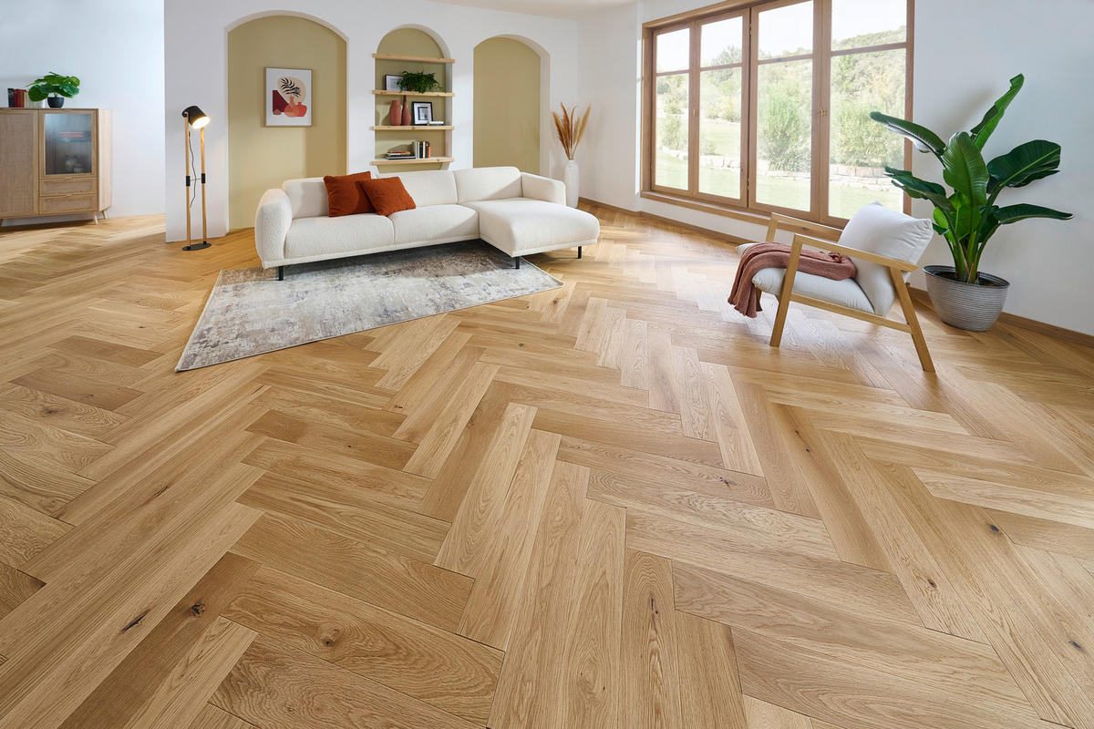 FISCHGRÄT Eiche Roh  per  m² - Eichefarben, Design, Holz (72,5/13/1,4cm) - Ambiente