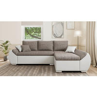 ECKSOFA  AURO Braun, Weiß  - Silberfarben/Braun, Design, Kunststoff/Textil (275/155cm) - MID.YOU