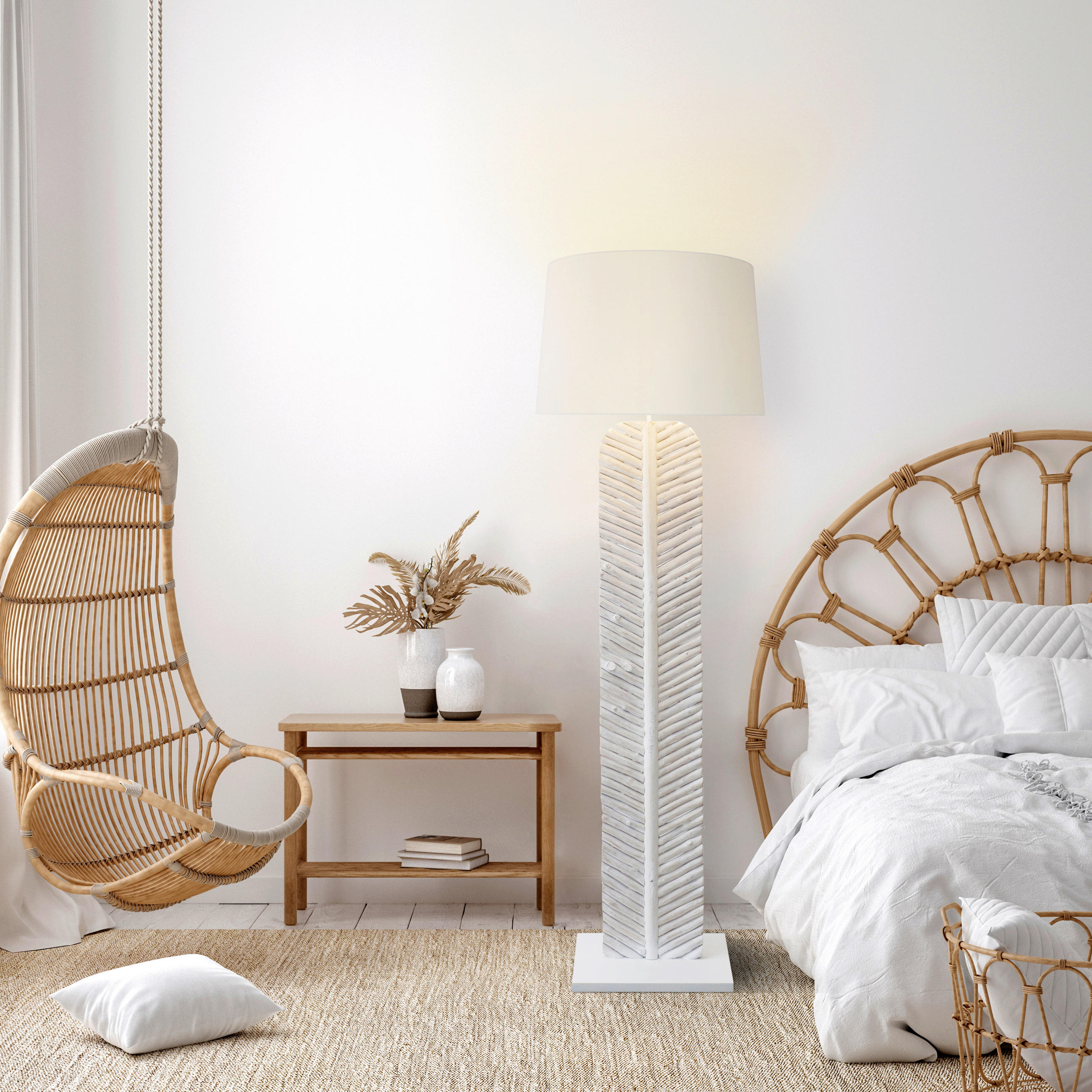 STEHLEUCHTE  40/175/30 cm   - Weiß, Design, Holz/Textil (40/175/30cm) - P & B