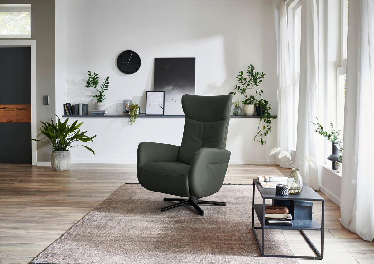 RELAXSESSEL in Leder Dunkelgrün  - Dunkelgrün/Schwarz, Design, Leder/Metall (76/112/83cm) - Beldomo Speed
