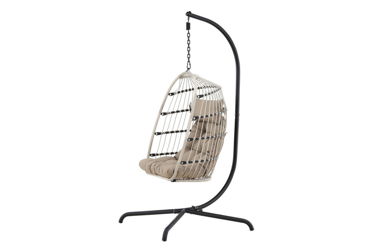 HÄNGESESSEL 75/198/70 cm  - Schwarz/Grau, MODERN, Holz/Textil (75/198/70cm) - Gardenson