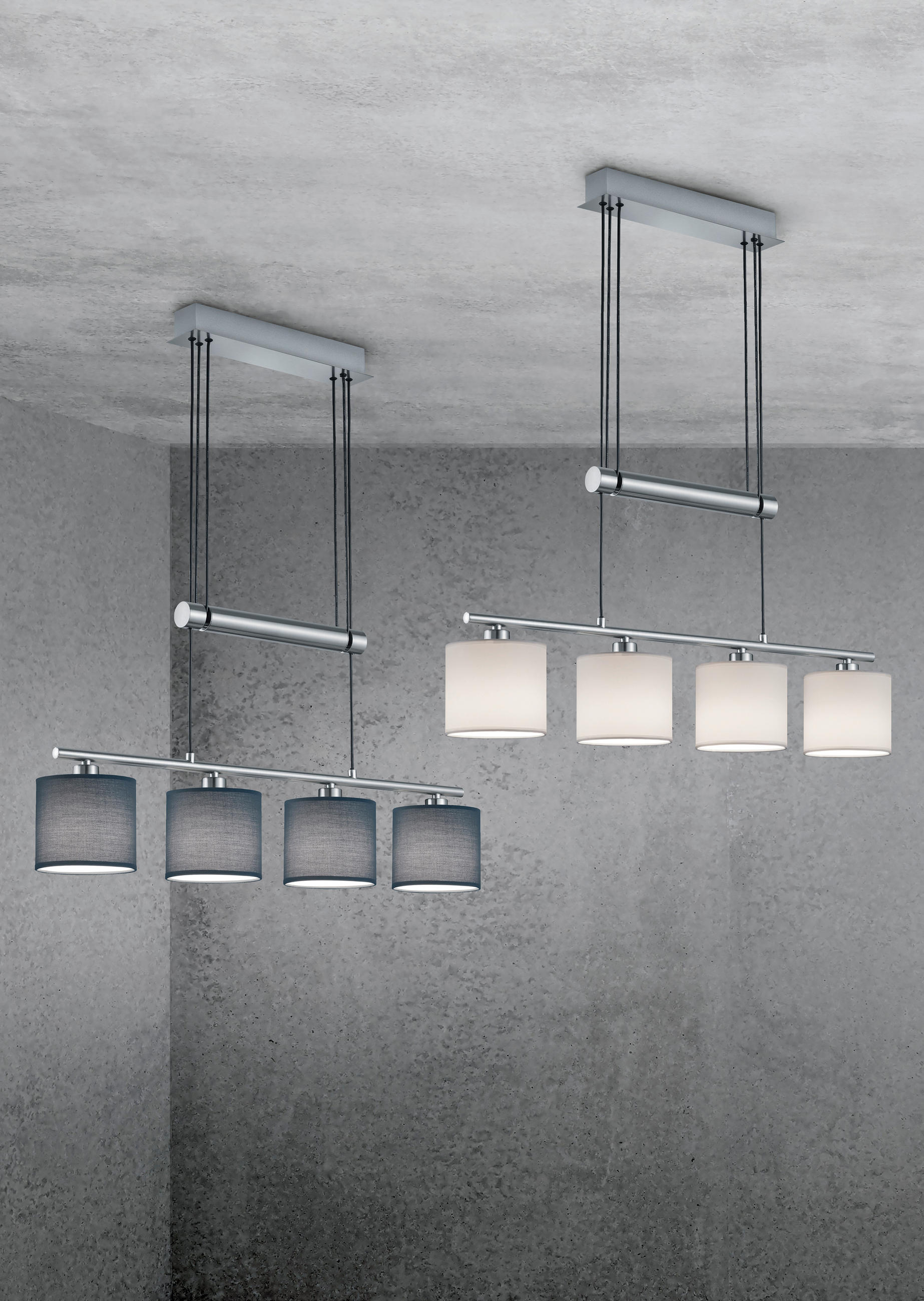 HÄNGELEUCHTE  77/150/13 cm   - Weiss, Design, Textil/Metall (77/150/13cm) - Trio Leuchten