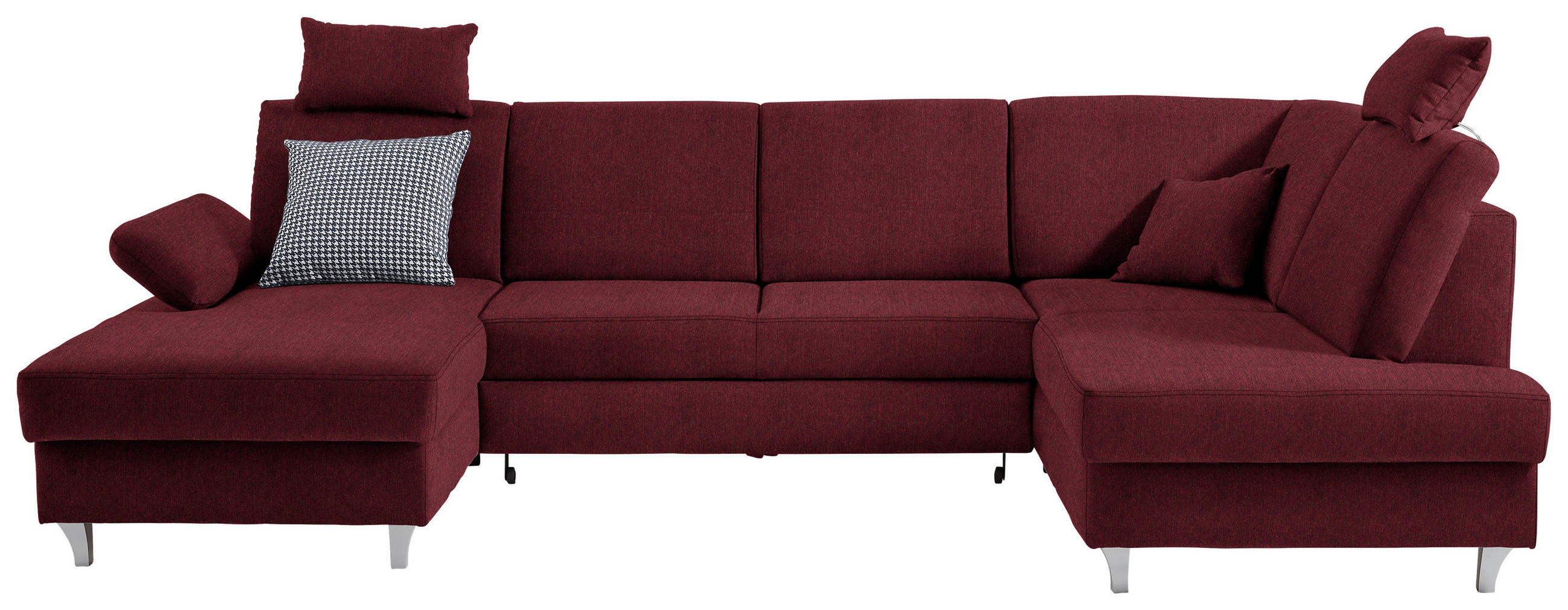 WOHNLANDSCHAFT in Webstoff Rot  - Silberfarben/Rot, KONVENTIONELL, Holz/Textil (167/322/186cm) - Cantus