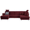 WOHNLANDSCHAFT in Webstoff Rot  - Silberfarben/Rot, KONVENTIONELL, Holz/Textil (167/322/186cm) - Cantus