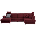WOHNLANDSCHAFT in Webstoff Rot  - Silberfarben/Rot, KONVENTIONELL, Holz/Textil (167/322/186cm) - Cantus