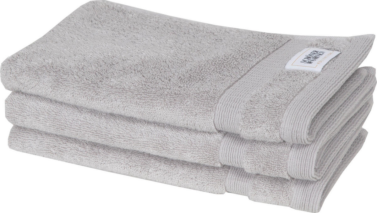 GÄSTETUCH 30/50 cm SW-Cuddly Grau 3-teilig  - Grau, Basics, Textil (30/50cm) - Schöner Wohnen
