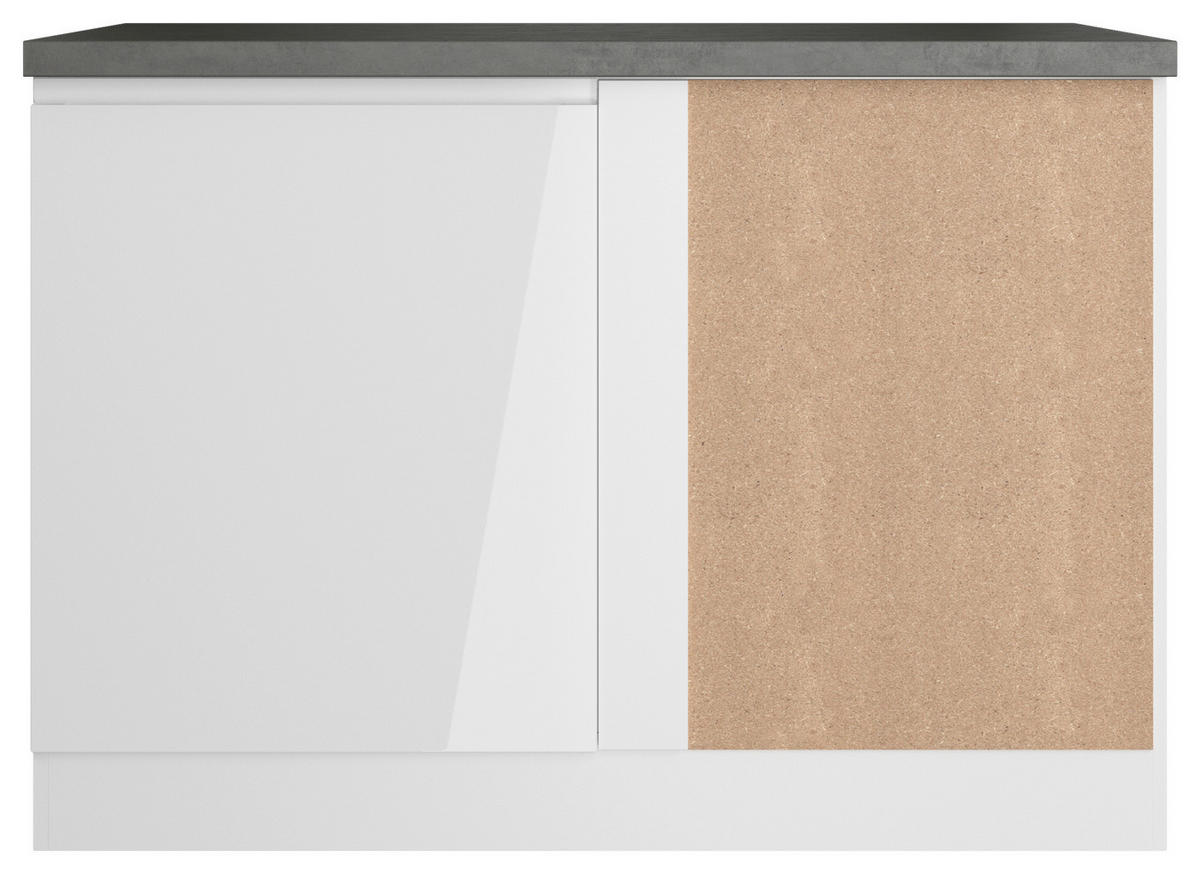 ECKUNTERSCHRANK 120/86/60 cm  in Weiß, Grau, Weiß Hochglanz  - Weiß Hochglanz/Weiß, LIFESTYLE, Holzwerkstoff (120/86/60cm) - Held