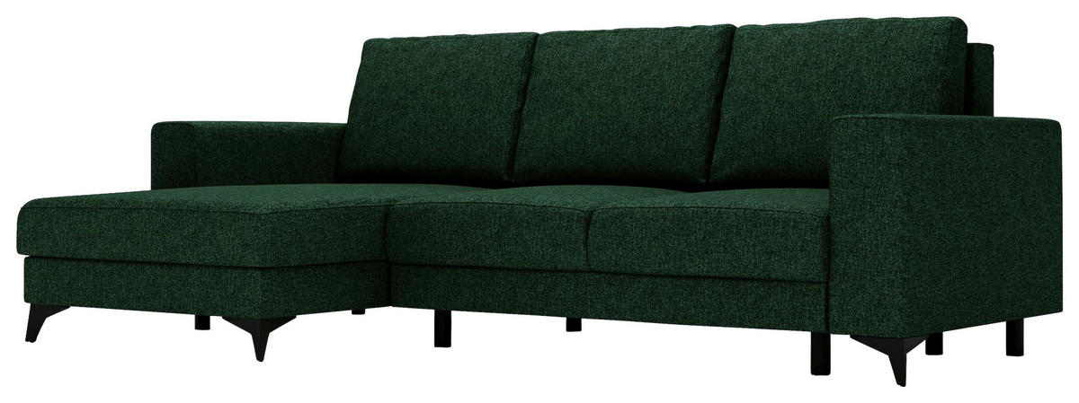 ECKSOFA in Flachgewebe Grün  - Schwarz/Grün, Design, Textil/Metall (156/244cm) - Livetastic