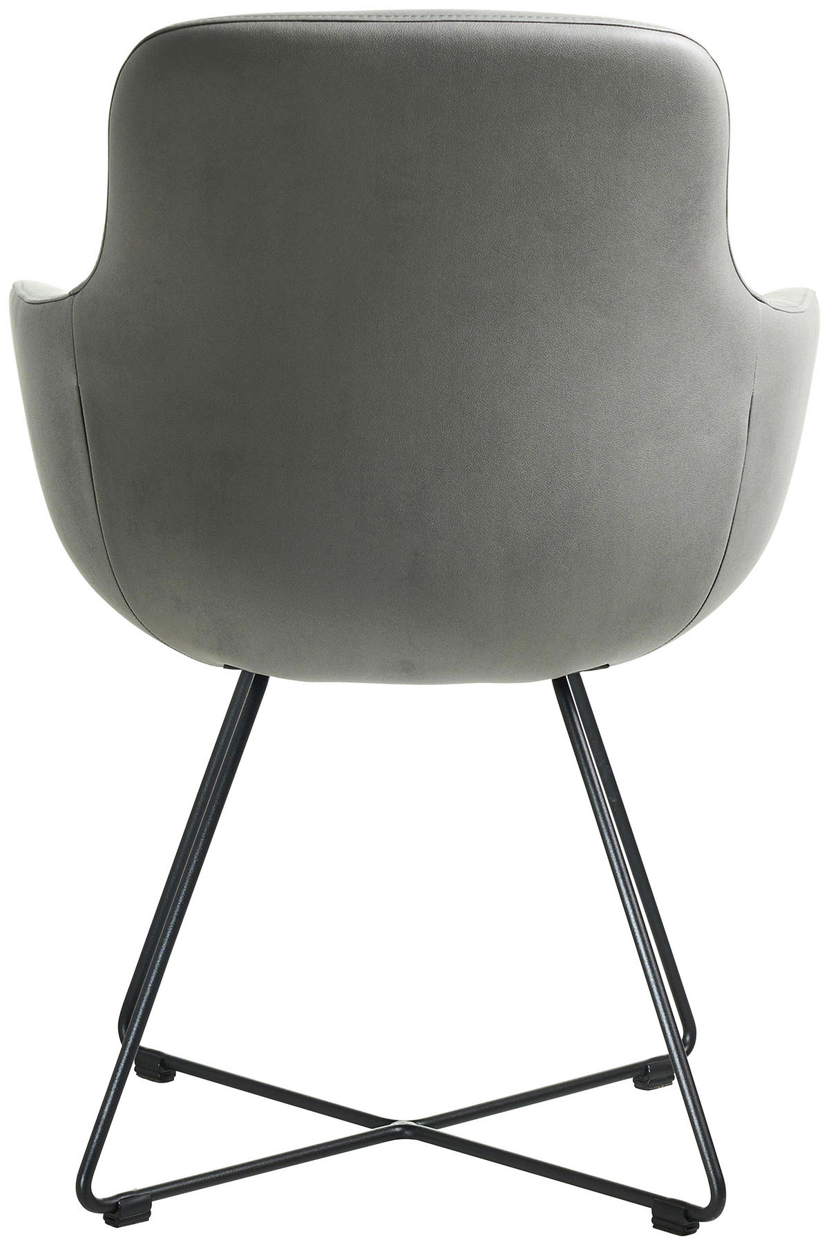 ARMLEHNSTUHL  in Edelstahl Lederlook (vegan)  - Hellgrau/Schwarz, Basics, Textil/Metall (62/89/61cm) - Celina Home