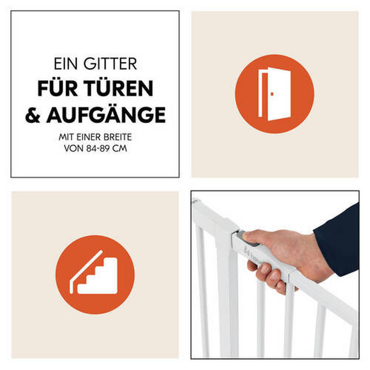 TREPPENSCHUTZGITTER  - Weiß, Basics, Kunststoff/Metall (84 - 89/77/4cm) - Hauck
