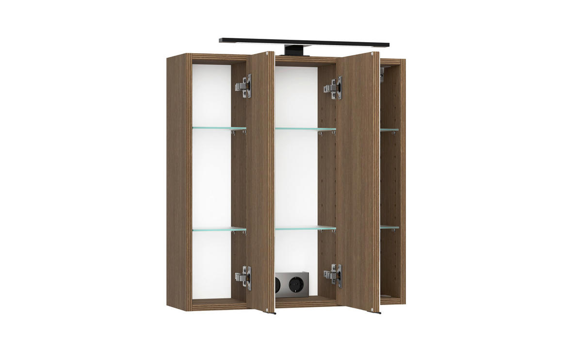 BADEZIMMER 2-teilig  in 60 cm  - Dunkelbraun/Schwarz, Natur, Glas/Holzwerkstoff (60cm) - Held