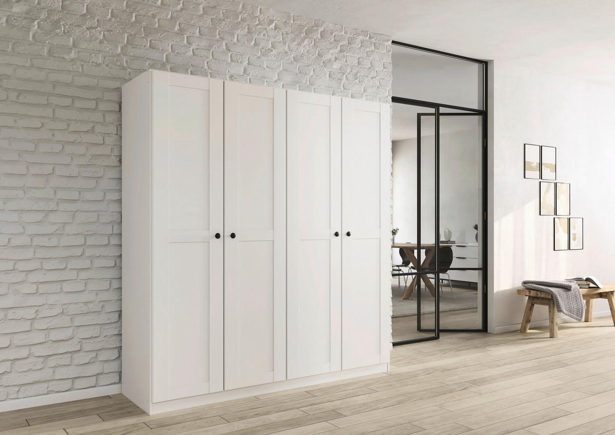 DREHTÜRENSCHRANK 181/197/54 cm,  in Weiß, 4 Tür(en)  - Schwarz/Weiß, KONVENTIONELL, Holzwerkstoff/Kunststoff (181/197/54cm) - home24